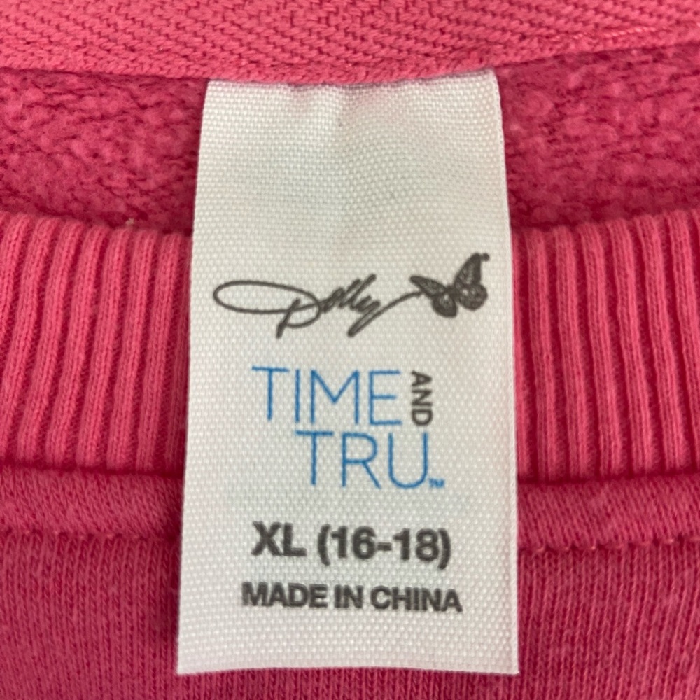 Time and Tru Pink "Have a Holly Dolly Christmas" Holiday Sweatshirt - Picture 2 of 4